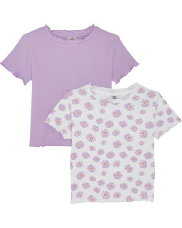 Bild 1 von Gerippte T-Shirts, 2er-Pack, Kiki & Koko, weiß/lila