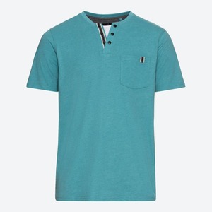 Herren-T-Shirt mit Henley-Kragen, Turquoise