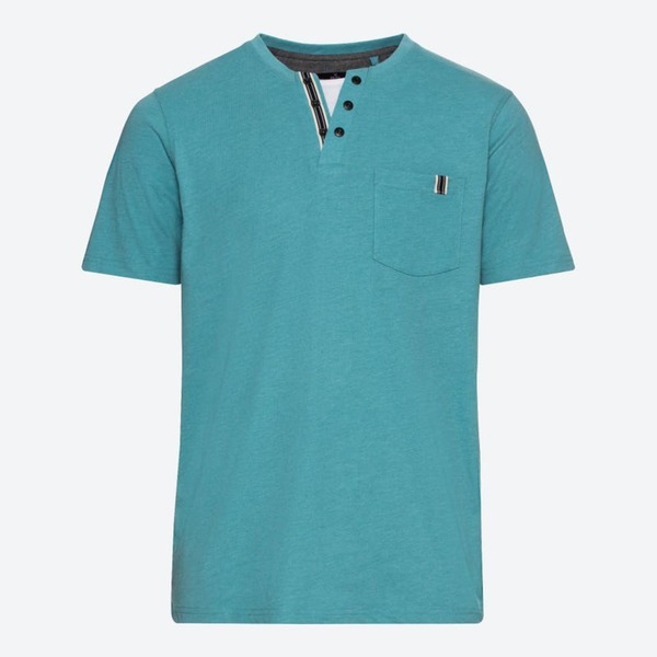 Bild 1 von Herren-T-Shirt mit Henley-Kragen, Turquoise