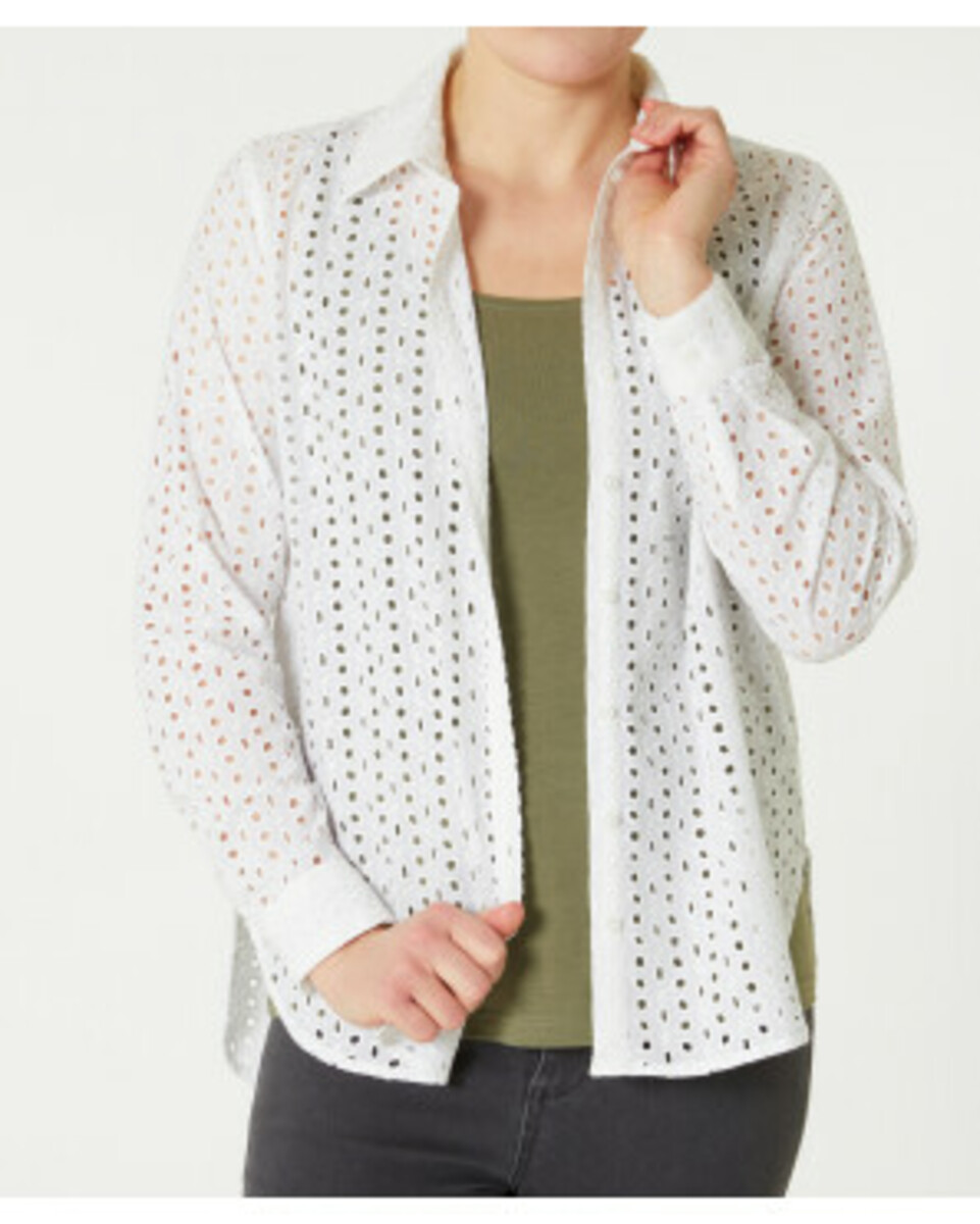Bild 1 von Bluse mit Lochstickerei, Janina, Knopfleiste, offwhite