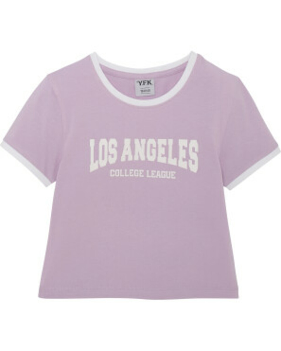Bild 1 von T-Shirt cropped, Y.F.K., Schriftzug, flieder