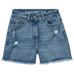 Mädchen Jeans-Shorts destroyed BLAU