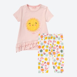 Baby-Mädchen-Set mit Sonnen-Applikation, 2-teilig, Light-rose