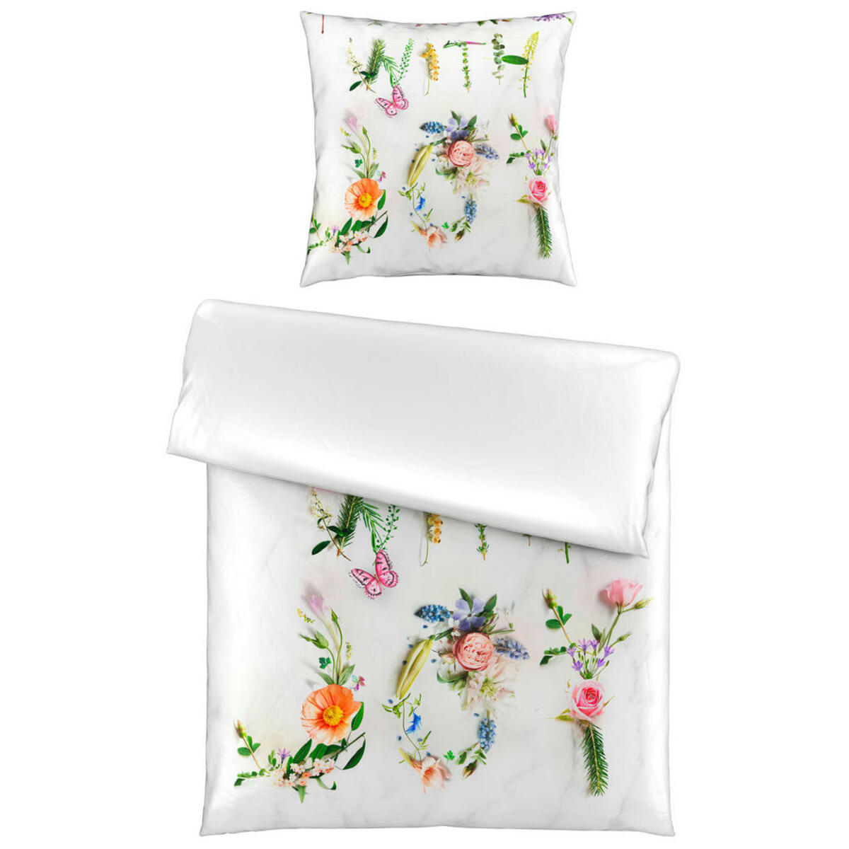 Bild 1 von Esposa Wendebettwäsche Joy, Mehrfarbig, Weiß, Textil, Floral, 135x200 cm, pflegeleicht, schadstoffgeprüft, Schlaftextilien, Bettwäsche, Bettwäsche, Wendebettwäsche