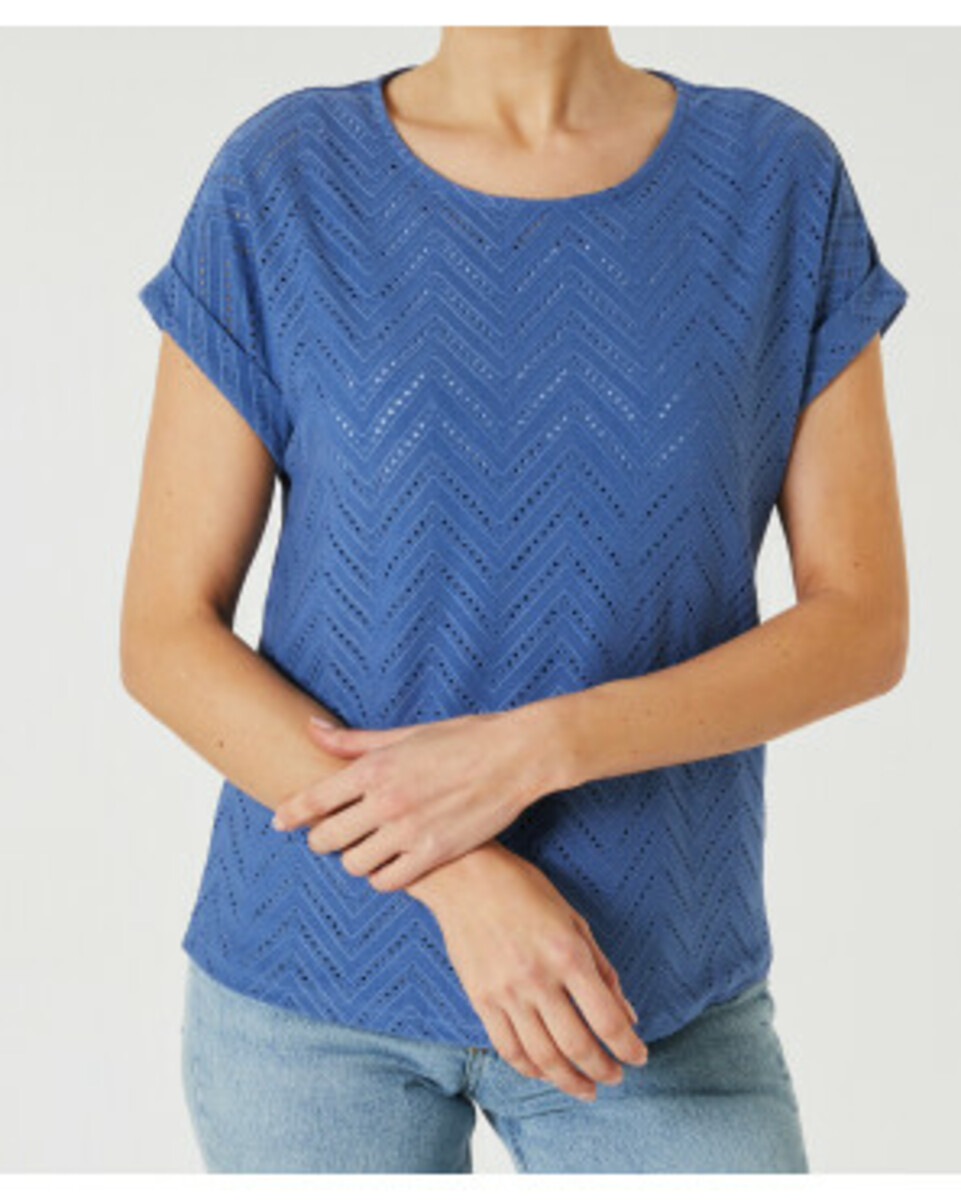 Bild 1 von T-Shirt Lochmuster, Janina, Stretchanteil, blau