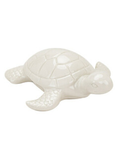 Glänzende Deko-Schildkröte, ca. 15 x 15 x 5,5 cm, weiß