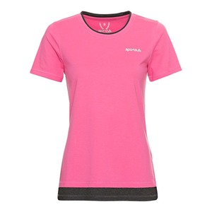 Damen-Fitness-T-Shirt mit Kontrast-Einsätzen, Pink
