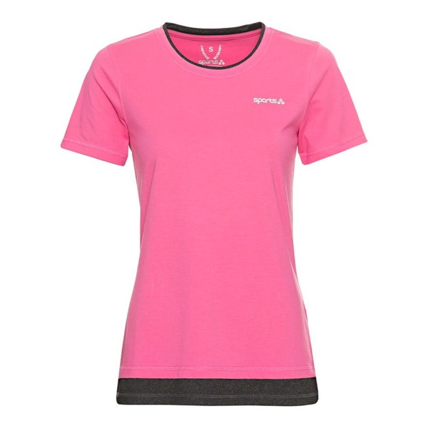 Bild 1 von Damen-Fitness-T-Shirt mit Kontrast-Einsätzen, Pink