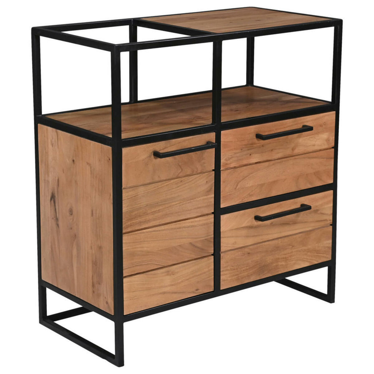 Bild 1 von Mid.you Sideboard Urban Garden 2.0, Schwarz, Honig, Holz, Akazie,Akazie,Akazie,Akazie,Akazie, massiv, 1 Fächer, 2 Schubladen, 86x93x42 cm, stehend, Schlafzimmer, Schlafzimmer Kommoden