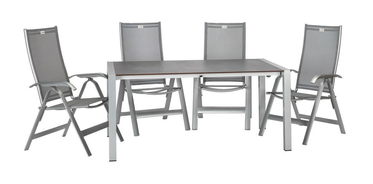 Bild 1 von Gartengarnitur Acatop 5-Teilig Metall/Holzwerkstoff, Anthrazit, Platinfarben