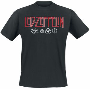 Led Zeppelin T-Shirt - Logo & Symbols - S bis XXL - für Männer - Größe M - schwarz  - Lizenziertes Merchandise!