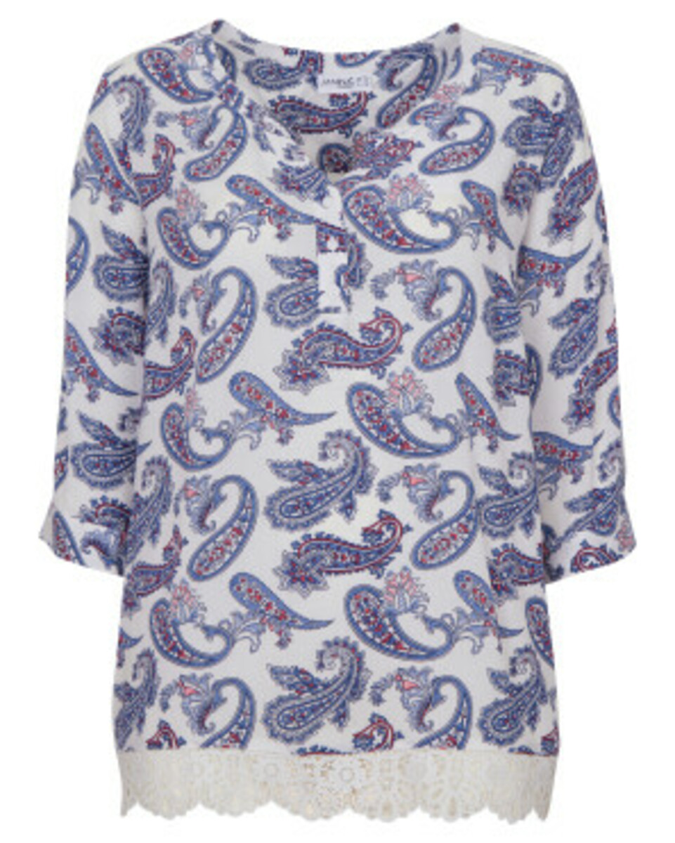 Bild 1 von Bluse Paisley, Janina curved, 3/4-Arm, weiß bedruckt
