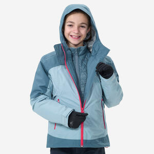 3-in-1-Jacke Kinder Gr. 122–170 warm bis -10°C wasserdicht Winterwandern - SH500 Blau|grau