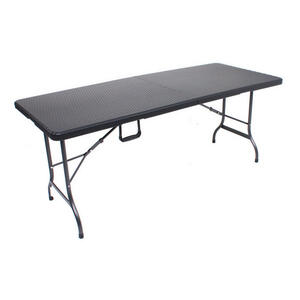 Gardenson Gartenklapptisch, Schwarz, Metall, Kunststoff, rechteckig, U-Form, 75x72x180 cm, klappbar, regenabweisend, Balkonmöbel, Balkontische