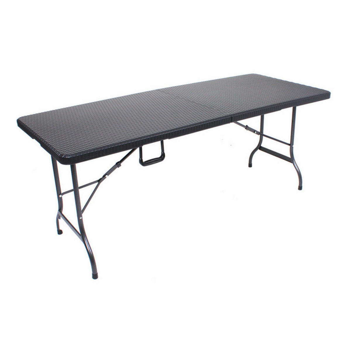 Bild 1 von Gardenson Gartenklapptisch, Schwarz, Metall, Kunststoff, rechteckig, U-Form, 75x72x180 cm, klappbar, regenabweisend, Balkonmöbel, Balkontische