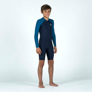 Schwimmanzug Shorty langarm Jungen - 100 blau Blau|grün|türkis