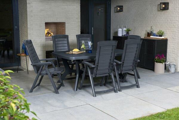 Bild 1 von Gartensessel-Set klappbar 4-teilig Kunststoff, Graphitfarben