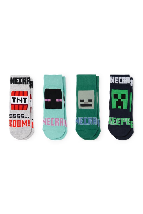 Bild 1 von C&A Multipack 4er-Minecraft-Socken mit Motiv, Grün, Größe: 31-33