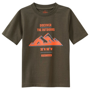 Jungen T-Shirt mit Berg-Motiv DUNKELOLIV