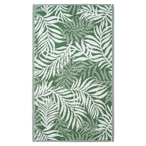 Outdoor-Teppich 90x150 cm mit Palmenblättern GRÜN / WEISS