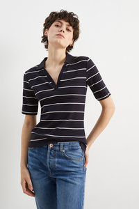 C&A Basic-Poloshirt-gestreift, Blau, Größe: XS