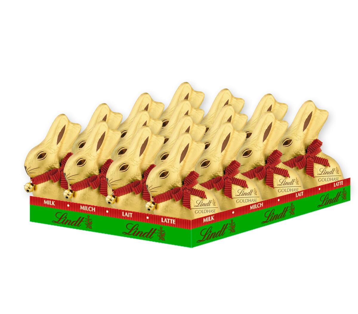 Bild 1 von Lindt GOLDHASE Mittel 16 x 100g  (1,6 kg)