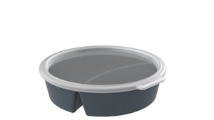 DISH Seal Lebensmittelbehälter mit Deckel, Ø 22.7 x 5.5 cm, 1.1 L, mehrweg, mit Trennwand, grau, 12 Stück