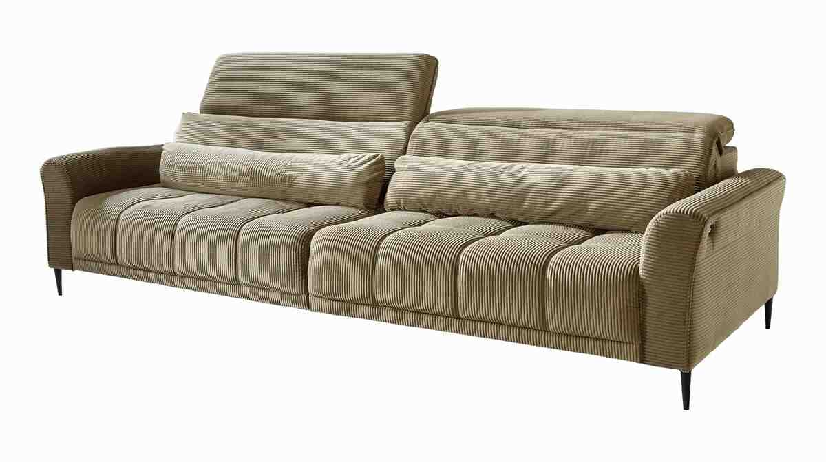 Bild 1 von Big Sofa grün - Cordbezug - 280 cm - Nosagunterfederung - LOGAN