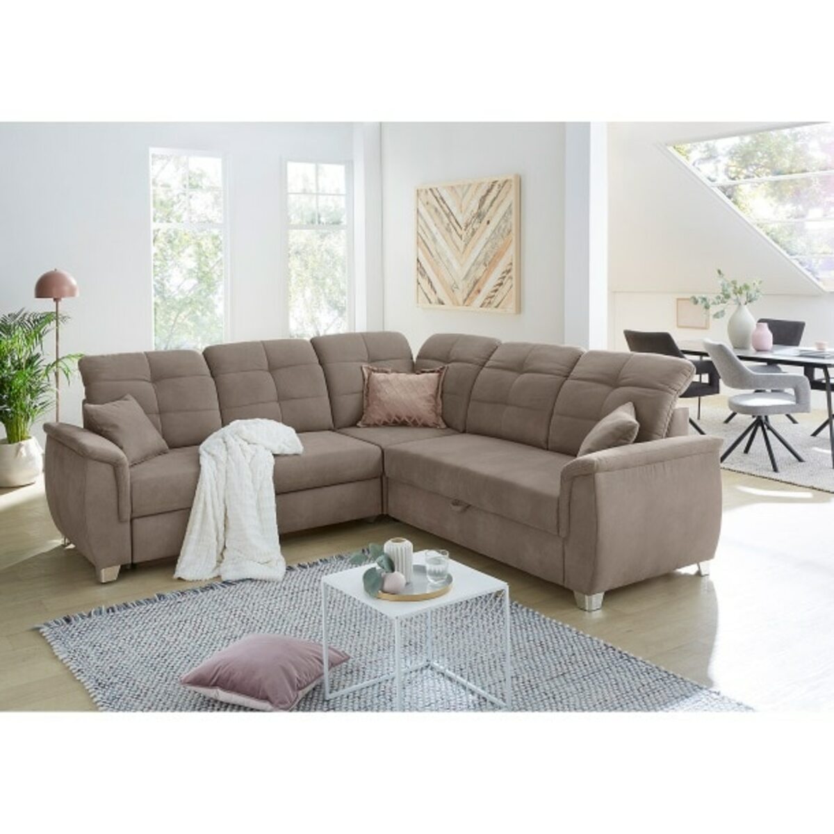 Bild 1 von Ecksofa Udine, Microfaserbezug, Bezug u. Bettkasten