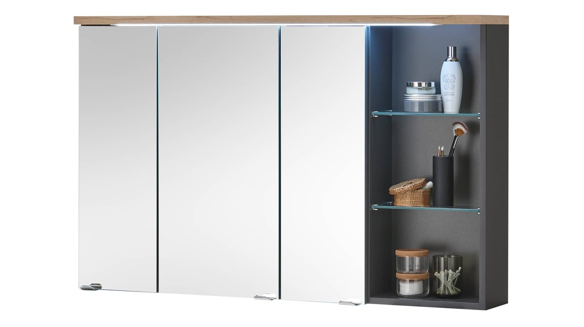 Bild 1 von Spiegelschrank grau - Eiche 110 cm Beleuchtung - MEMPHIS