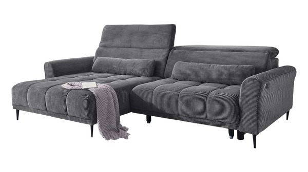 Bild 1 von Ecksofa Cordbezug grau 277 x 179 cm - LOGAN