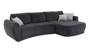 Ecksofa schwarz 325 x 180 cm Chenillebezug - LAGUNA