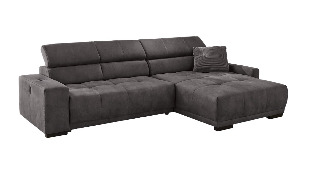 Bild 1 von Ecksofa dunkelgrau 315 x 196 cm mit Ladefunktion - LE MANS