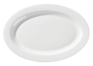 METRO Professional Teller flach Fine Dining, Porzellan, 30.5 cm, oval, weiß, 4 Stück