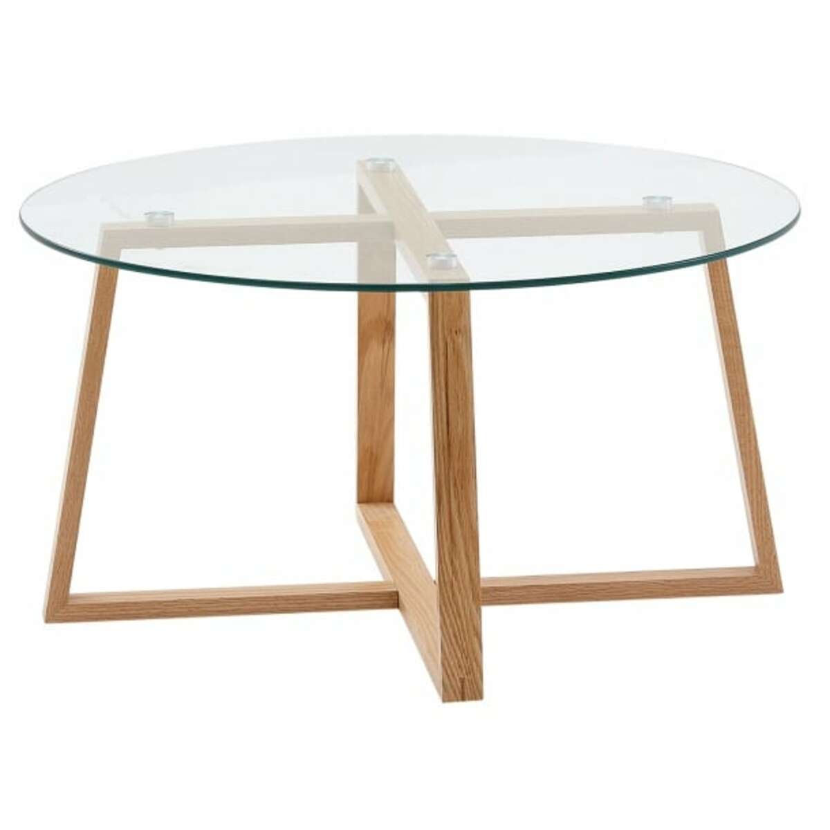 Bild 1 von Couchtisch rund Ø 78 cm Klarglas/Eiche-Dekor