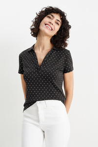 C&A Basic-Poloshirt-gepunktet, Weiß, Größe: XS