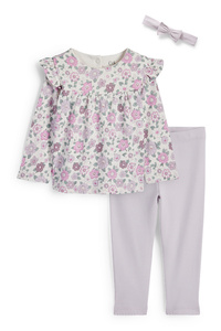 C&A Blümchen-Baby-Outfit-3 teilig, Weiß, Größe: 62