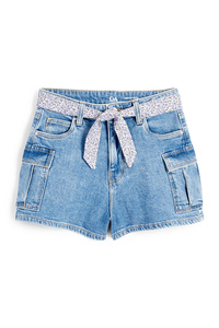 C&A Cargo-Jeans-Shorts, Blau, Größe: 128