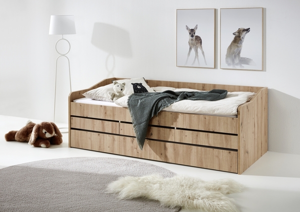 Bild 2 von Relita Funktionsbett Jill 90x200 ohne Lattenrost, 3 Schubladen u. Bettschublade Artisan Dekor