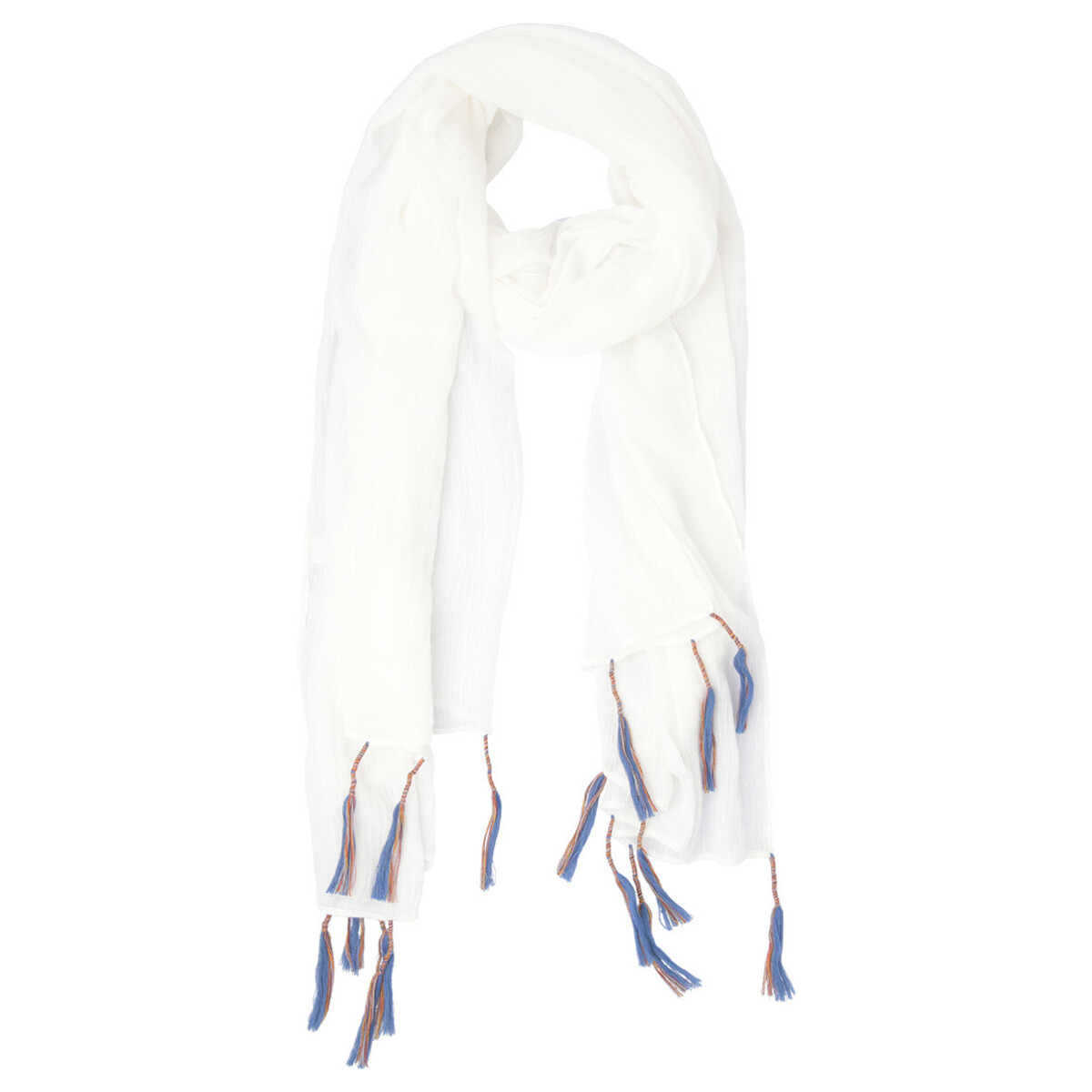 Bild 1 von Damen Tuch mit bunten Tasseln WEISS