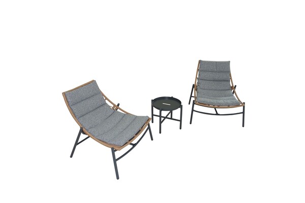 Bild 3 von Happy Home 3 tlg. Rattan Gartenset mit Sitzkissen HGS52-GRA, grau