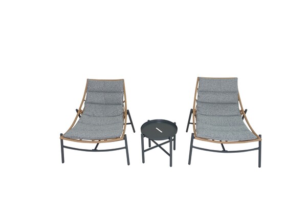 Bild 2 von Happy Home 3 tlg. Rattan Gartenset mit Sitzkissen HGS52-GRA, grau