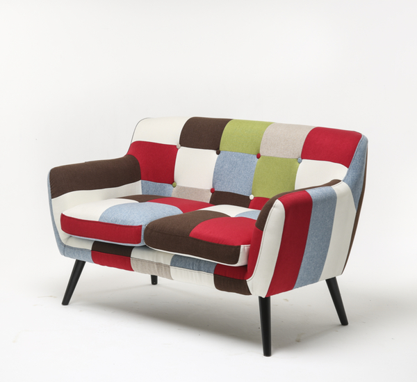 Bild 1 von Trendstabil Skandinavischer 2-Sitzer Sessel Stoffbezug Patchwork mehrfarbig
