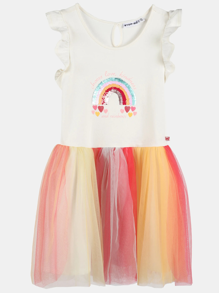 Bild 1 von Mädchen Tüllkleid mit Glitzerprint und Wendepailletten
                 
                                                        Weiß