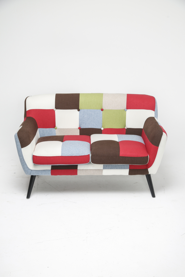 Bild 2 von Trendstabil Skandinavischer 2-Sitzer Sessel Stoffbezug Patchwork mehrfarbig