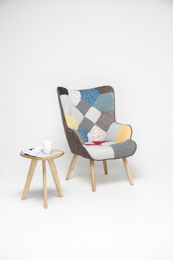 Bild 2 von Trendstabil Skandinavischer Relaxsessel Stoffbezug Patchwork mehrfarbig