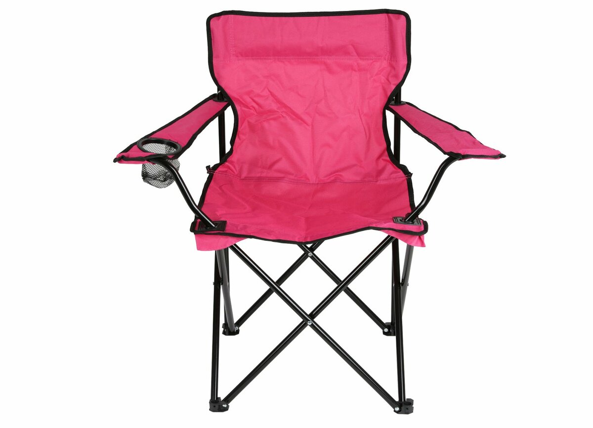 Bild 1 von Camping-Klappsessel Pink Zusammenfaltbarer Stuhl mit Getränkehalter für Hobby