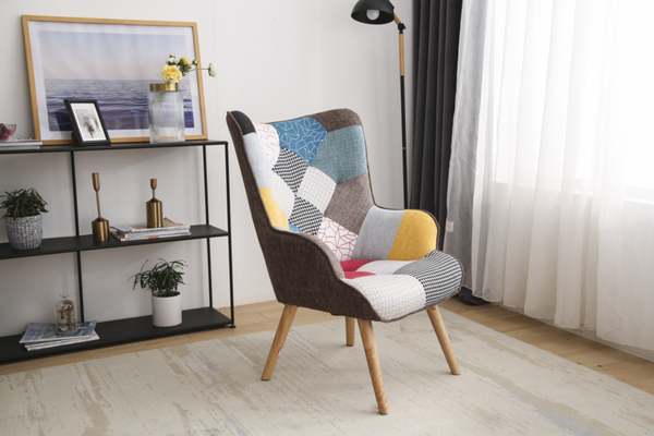 Bild 1 von Trendstabil Skandinavischer Relaxsessel Stoffbezug Patchwork mehrfarbig