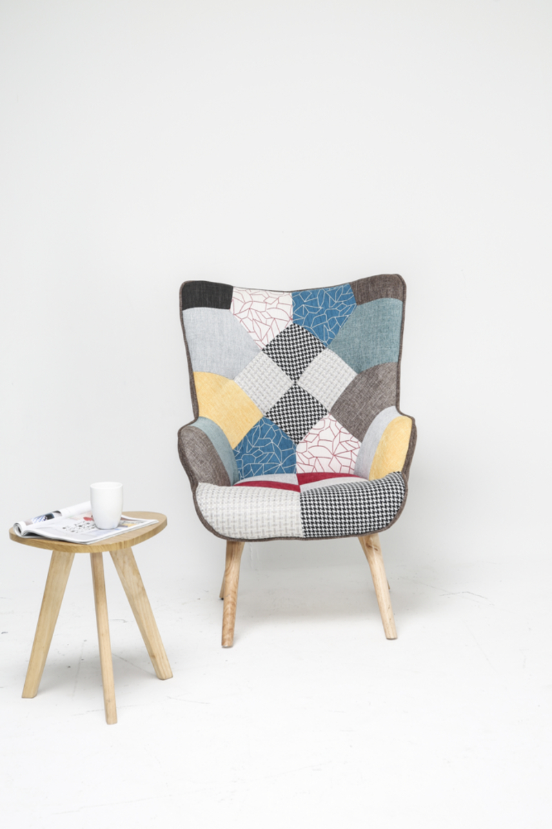 Bild 3 von Trendstabil Skandinavischer Relaxsessel Stoffbezug Patchwork mehrfarbig