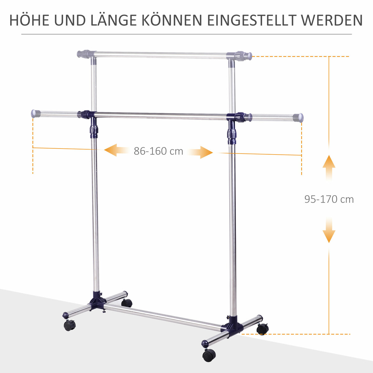 Bild 4 von Garderobenständer Kleiderständer höhenverstellbar rollbar 0 Garderobe Ständer Stand Wäsche Klamotten
